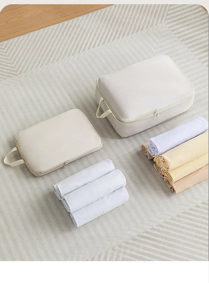 6-Piece Compressible Packing Cubes Set Waterproof - Portable Travel Organizer Bags for Luggage/Suitcase with Handbag Accessory