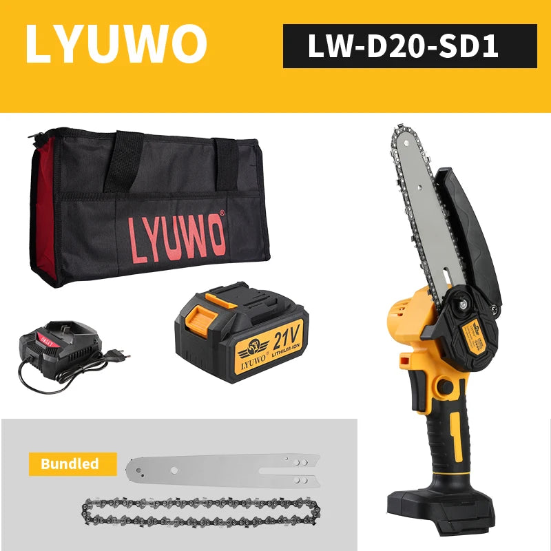 LYUWORechargeable Brushless Household Mini Electric Saw Handheld Saw Wood Cutting Saw Woodworking Saw Outdoor Electric Chain Saw
