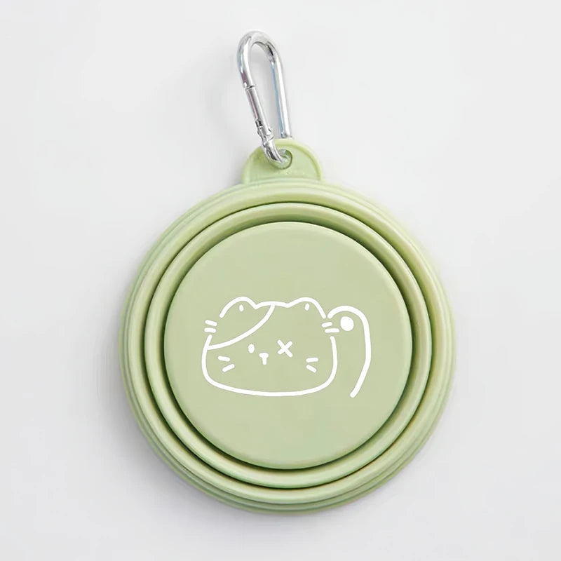 350/650ml Collapsible Pet Travel Bowl Leakproof Silicone Dog & Cat Food Water Dish Portable Outdoor Feeder with Carabiner Clip