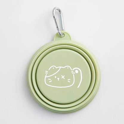 350/650ml Collapsible Pet Travel Bowl Leakproof Silicone Dog & Cat Food Water Dish Portable Outdoor Feeder with Carabiner Clip