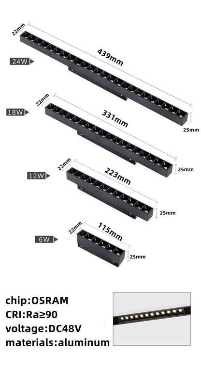 Magnetic Track Light Grille Flood Lamp Modern Embedded Flexible Linear Fixture LED Spotlight DC48V Ceiling Indoor Living
