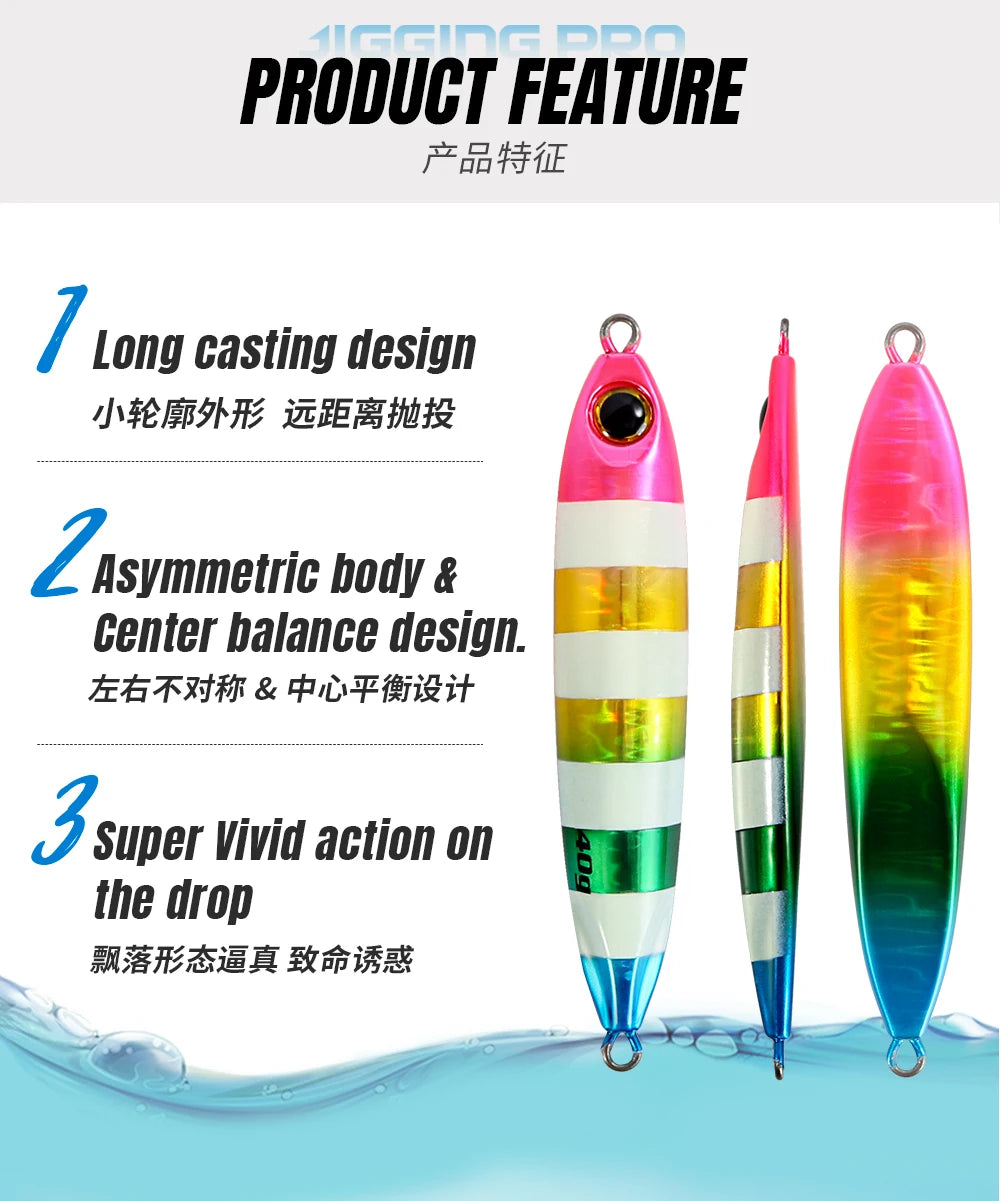 JIGGING PRO 40g 60g Slow Blatt Cast Slim Shore Jigging Lure Long Cast Metal Jig Fishing Bait