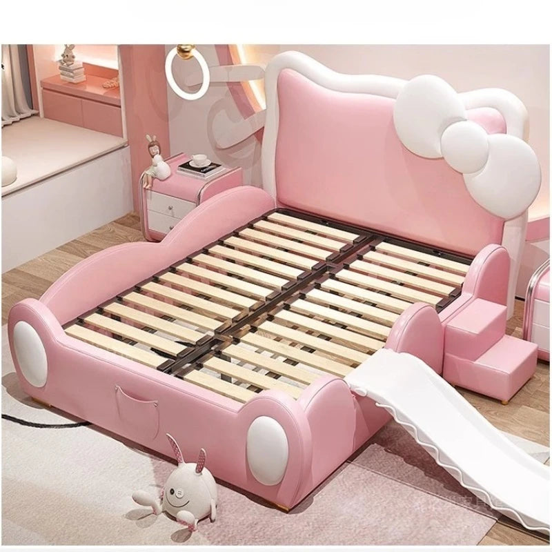150X200cm Modern Childrens cartoon girl princ ess bed pink queen size bed frame full  double bed complete bedroom furniture