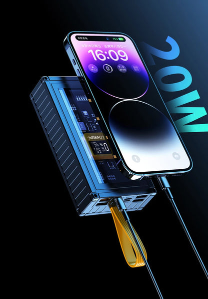 30000mAh 50000mAh 120W Fast Charging Transparent Power Bank 200000mAh Large-capacity Mobile Power Supply BCAK  Mobile Phones