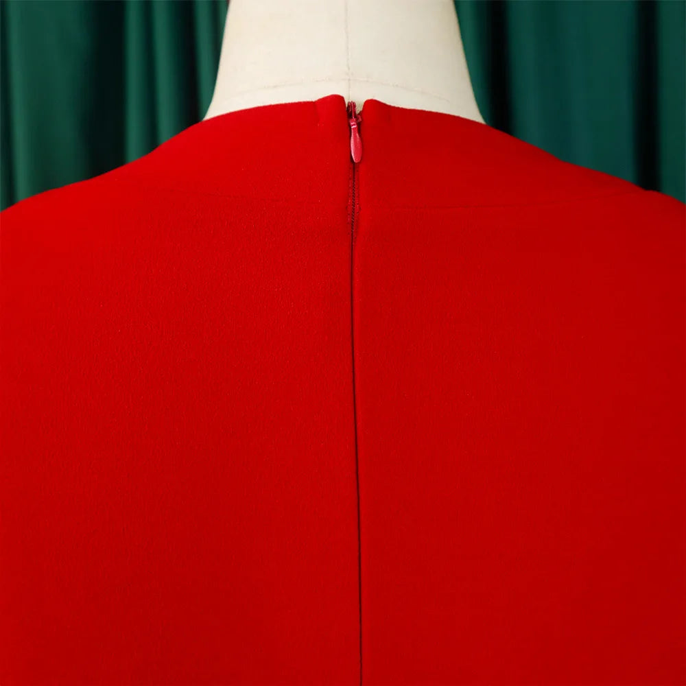 Office Dresses for Women V Neck Full Sleeve Belt Waisted Pleated Mid Calf Elegant Female Business Work Wear Dress Midi Cloth New