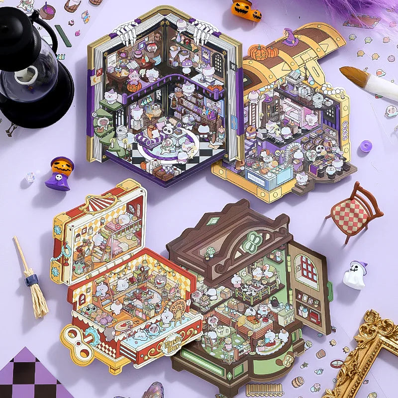 Creative Design Landscaping Sticker for Student Cute Cartoon Magic 3D Stack Scene Scrapbook Sticker Sweet Student Supplies