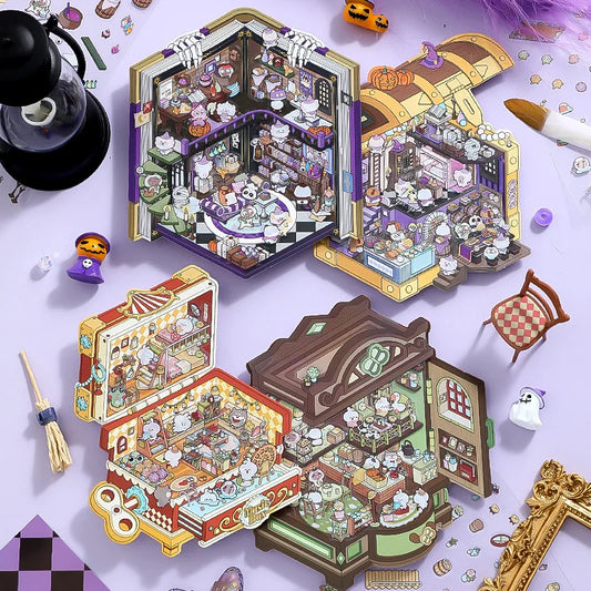 Creative Design Landscaping Sticker for Student Cute Cartoon Magic 3D Stack Scene Scrapbook Sticker Sweet Student Supplies