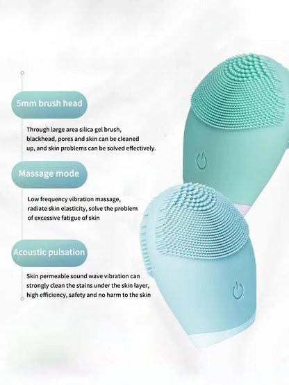 Electric Silicone Massager Facial Cleanser Skincare Massage Tool Beauty Machine Vibration Cleaning Of Pores Self Provided Batter