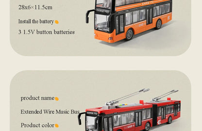 High-quality school bus toy car model large sound and light double-decker bus simulation car toy children's gift