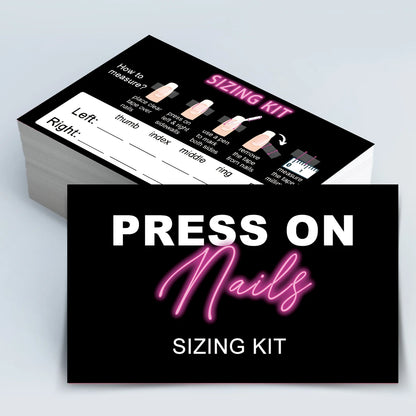 50Pcs Press On Nails Sizing Kit Card Business Card Customize Press-on Nails Size Record Card  Nails Accessoires Tools