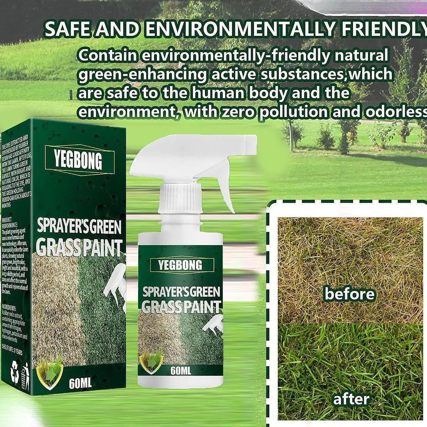 60ml Green Lawn Spray Lawn Maintenance Premium Grass Dye for Yard Garden