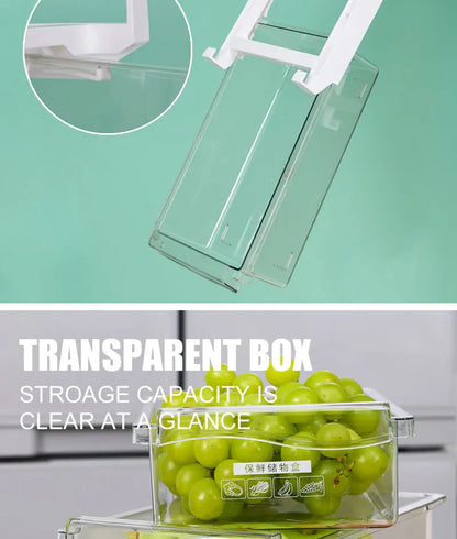 Kitchen Fruit Food Egg Storage Box Fridge Organizer Slide Under Shelf Drawer Box Rack Holder Refrigerator Crisper Keeping Flash