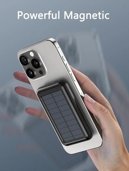 2025 15W Solar Magnetic Power Bank 20000mAh, Wireless Fast Charging USB-C, PD20W Fast Charge, Portable Solar Charger for Phones