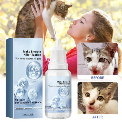 Pet Dry Cleaning Essence 20ml Portable Waterless Cat Oil Odor Eliminator Serum For Home Pet Essence Deodorizing