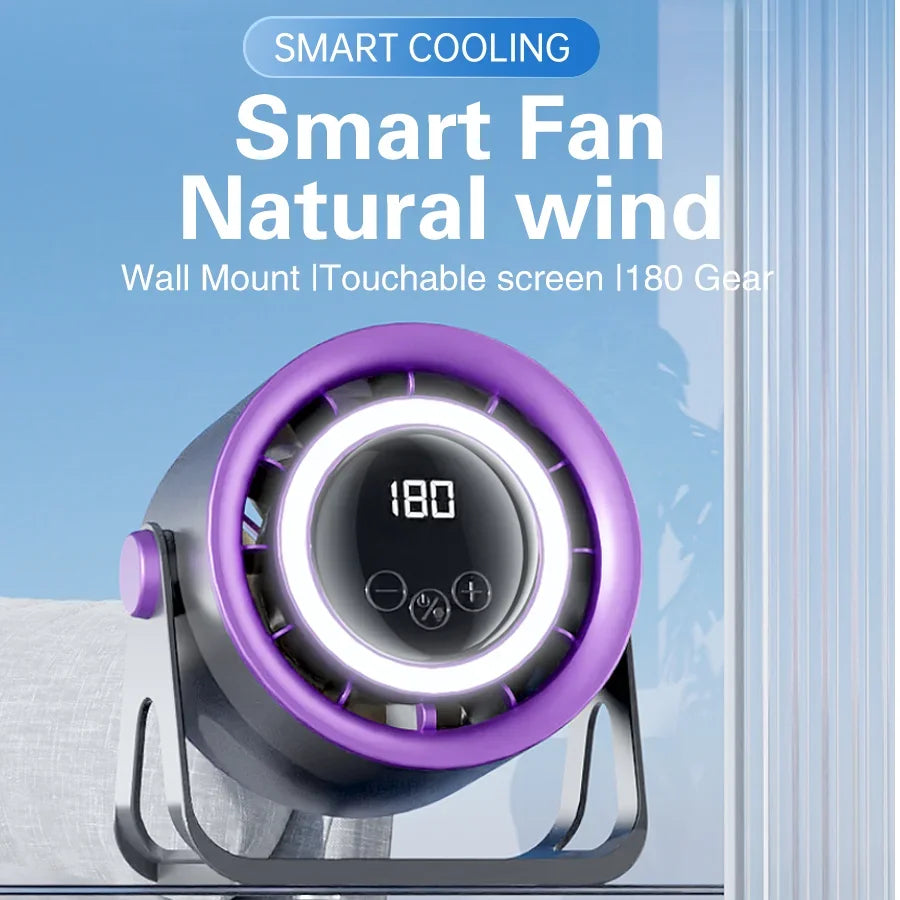 New 2500 mAH Convenient Electric Fan Turbo Silent Electric Fan with Ambient Light Countertop Wall Mount Ceiling Air Cooler