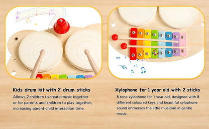 Wooden Music Toys For Babies Children's Multifunctional Music Knocking Table Early Education Kids Drum Set Music Toy Baby Gift