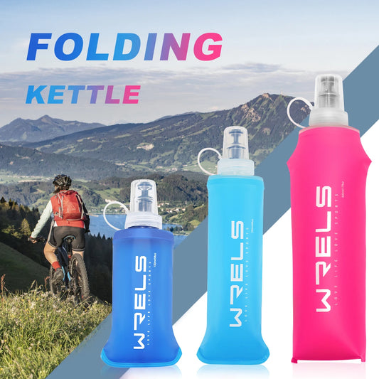 WRELS Camping Soft Water Bottle Drinking Sport Folding Bag Flask Outdoor Running Hydration Pack Waist Bicycle BPA Free