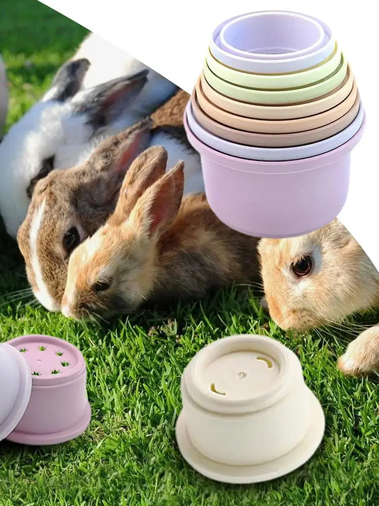 Bunny Stacking Cups 8Pcs  Stacking Cups Toy Multi Colored Reusable Snack Cups Playing Bunny Accessories for Bunny Hamster