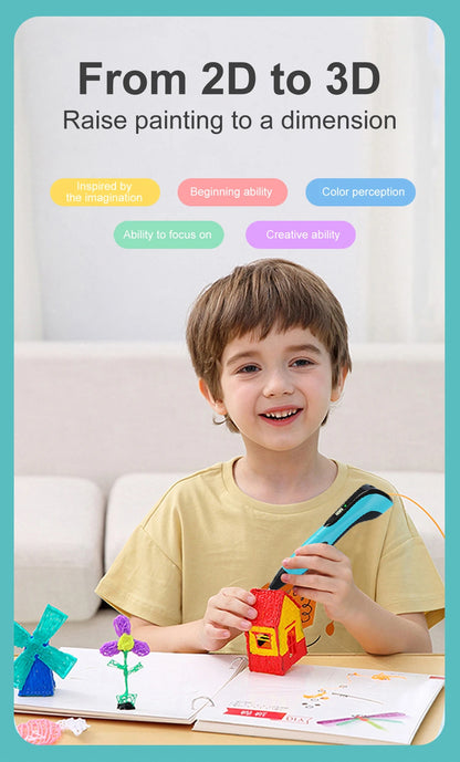 New 3D Pen for Children Kids Creative Diy 3D Printing Pens PLA Filament Portable Child's Birthday Gift with Christmas