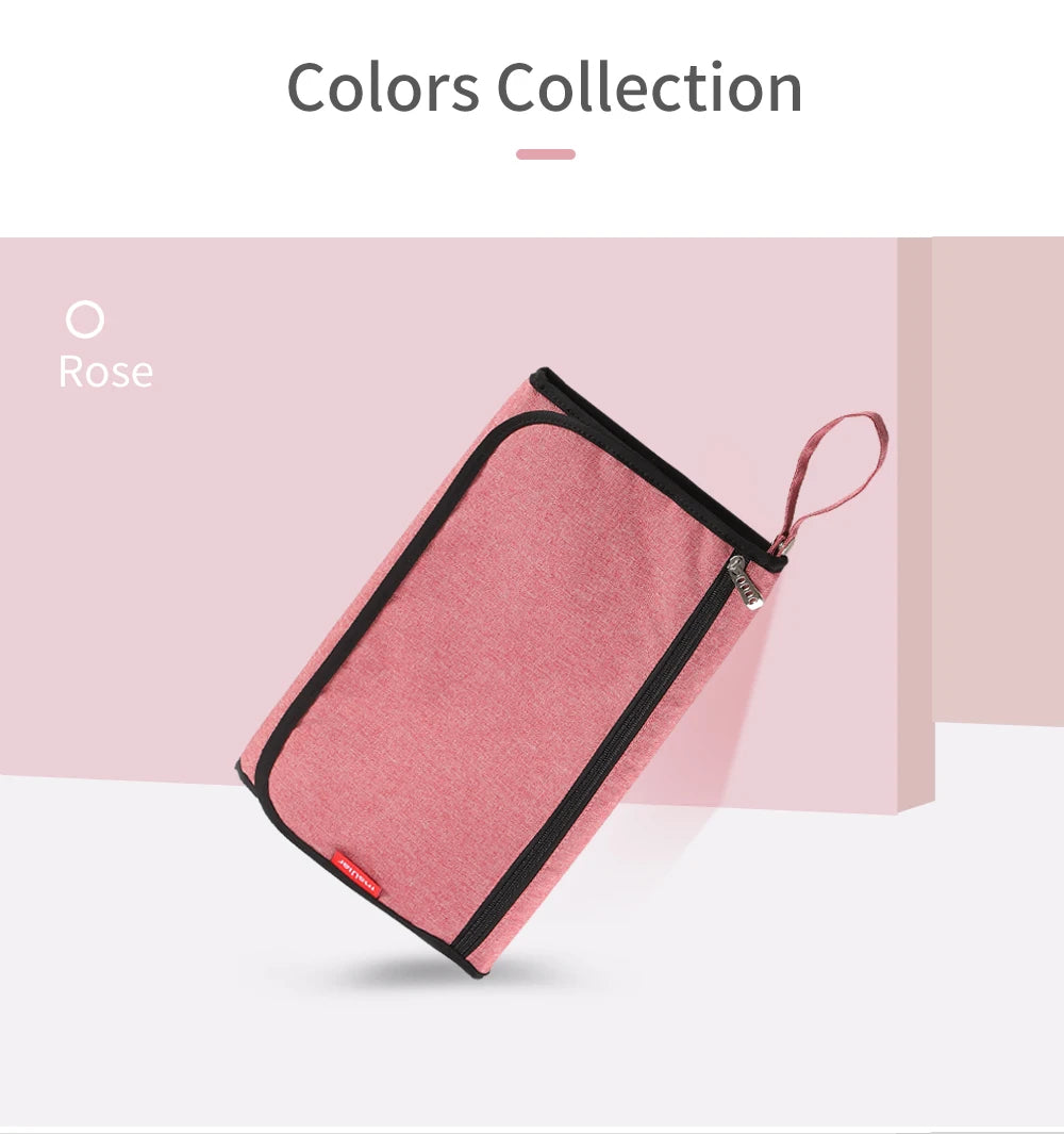Portable Baby Changing Mat Infant Multifunction Diaper Changing Pad Newborn 2 IN 1 Waterproof Changing Pad Cover Storage Bag