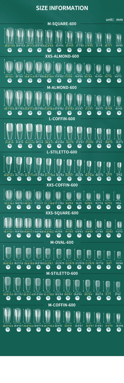 NAILPOP Soft Gel Nail Tips 600PCS Pre-Buff Full Cover Coffin Almond  Oval Shaped Nail Extenison Tips Half Matte Gel X Fake Nails