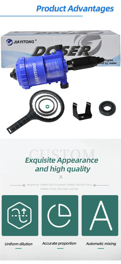 Farm pasture automatic fertilizer spreader water driven automatic water and solution configuration