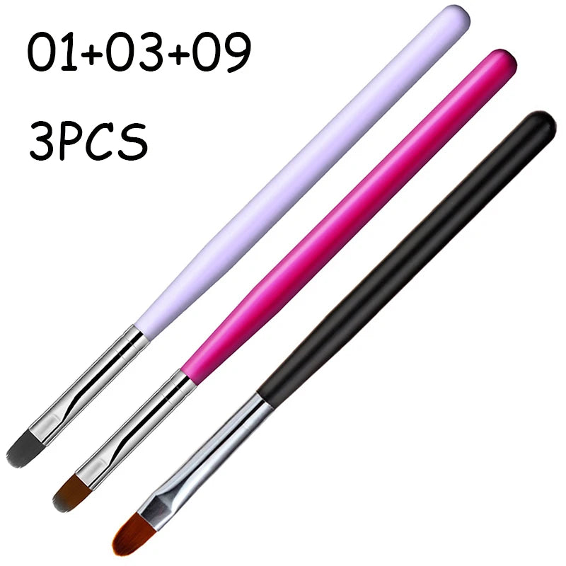 1-9PCS Nails Art Brush Pen 3D Tips Pattern Phototherapy Acrylic UV Gel Extension Builder Coating Painting Pen DIY Manicure Tools
