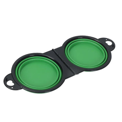 2 in 1 Collapsible Double Feeding Bowl Mini Folding Water Bowl for Dogs and Cats Open Portable Travel Set  Dog Accessories