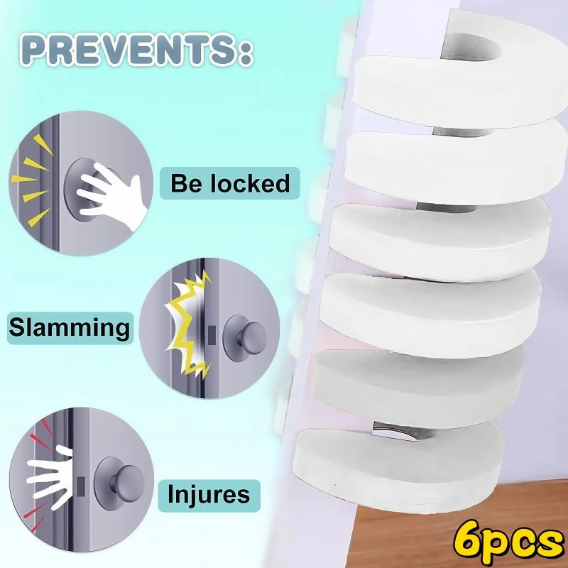 6pcs Baby Safety Door Stopper Newborn Furniture Protector Anti-pinch Hand Child Lock Finger Pinch Guard Proof Door Slam Stopper