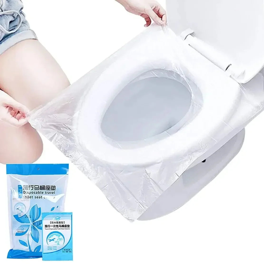 10/50PCS Biodegradable Disposable Plastic Toilet Seat Cover Portable Safety Travel Bathroom Toilet Paper Pad Bathroom Accessory