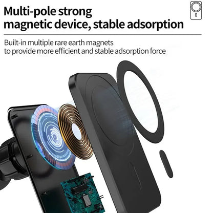 Car Phone Holder Stand Mount 30W Magnetic Car Wireless Charger For Magsafe iPhone 12 13 14 15 Pro Max Mini Fast Charging Station