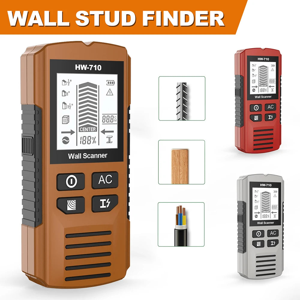 HW-710 Handheld Metal Detector Nail Finder with High-Definition LCD Display Six-in-One Wall Detector for Home Improvement