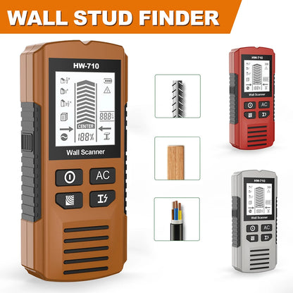 HW-710 Handheld Metal Detector Nail Finder with High-Definition LCD Display Six-in-One Wall Detector for Home Improvement