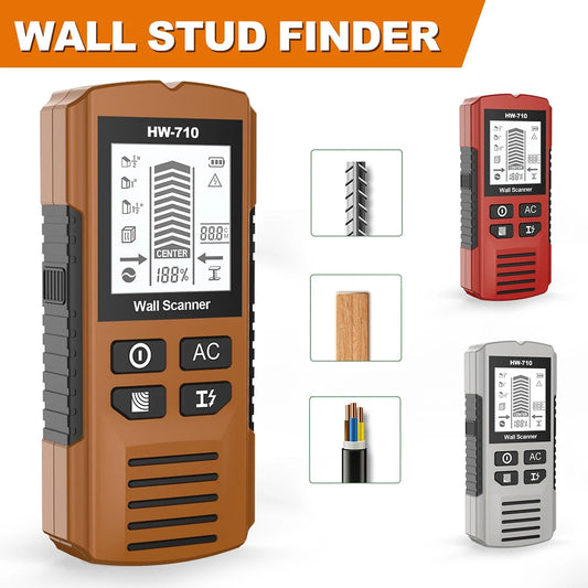 HW-710 Handheld Metal Detector Nail Finder with High-Definition LCD Display Six-in-One Wall Detector for Home Improvement