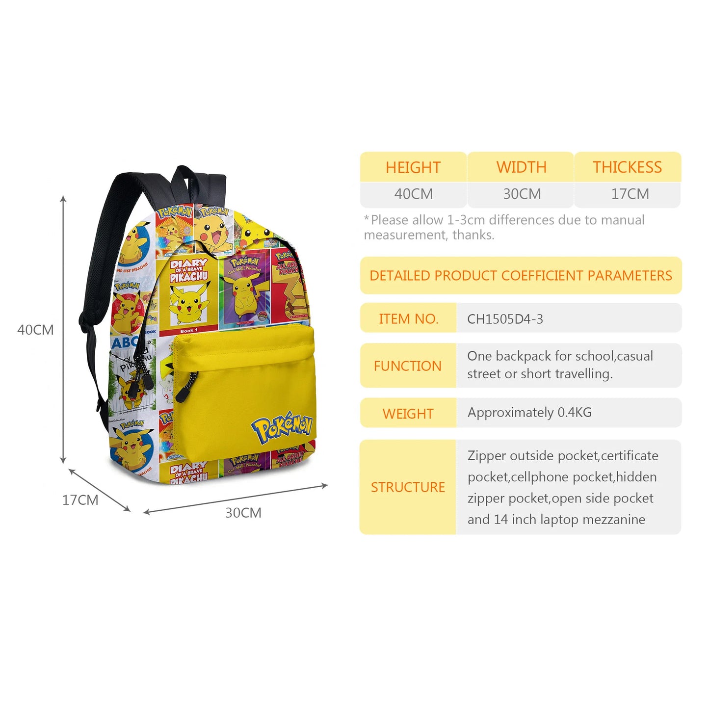 Pokemon Pikachu School Bags Backpacks Anime Kids Bags Kawaii Big Capacity Travel Bag Teenagers Schoolbag Girls Boys Rucksacks