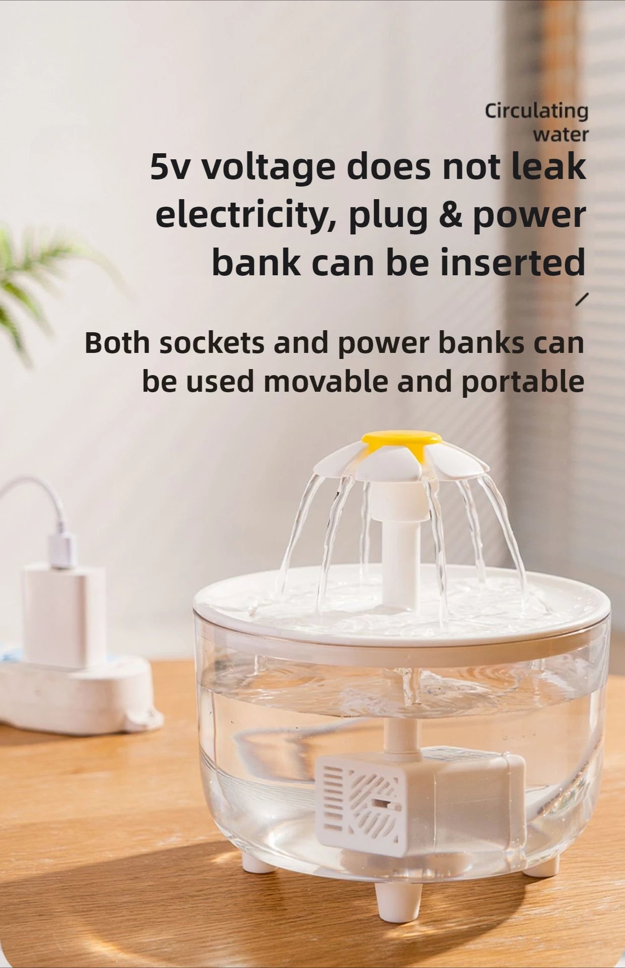 1L USB Electric Mute Pet Water Fountain Automatic Cat Drinking Bowl Filter Quiet Dispenser with Carbon Filter for Fresh Water