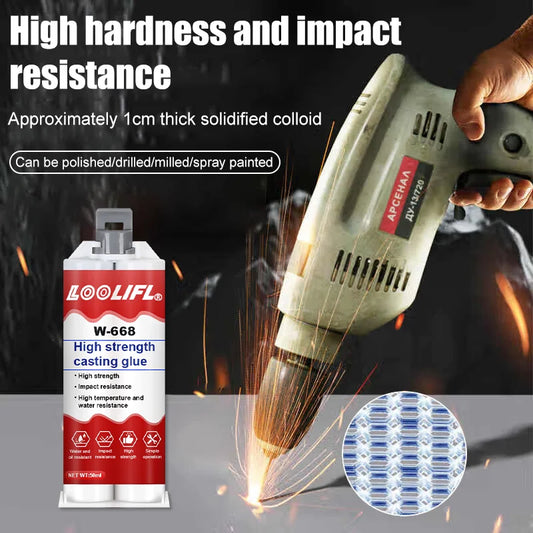 Casting adhesive, strong welding adhesive, suitable for cast iron and cast aluminum, waterproof and corrosion resistant.