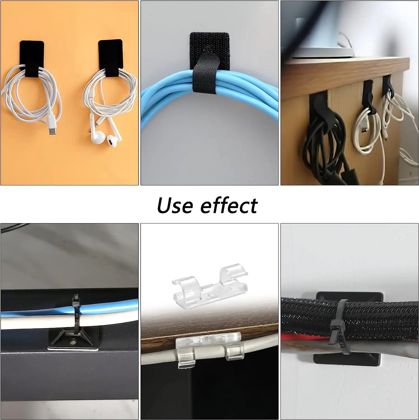 173 PCS Cable Management Kit Include Organizer Sleeve Cord Clips Cable Organizer Straps and Fastening Cable Ties for Office Home