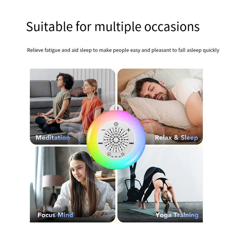 AAAEL-White Noise Sound Machine Kids Sleep Sound Player With Colorful Light Timer Noise Player Timed Shutdown For Baby Adult