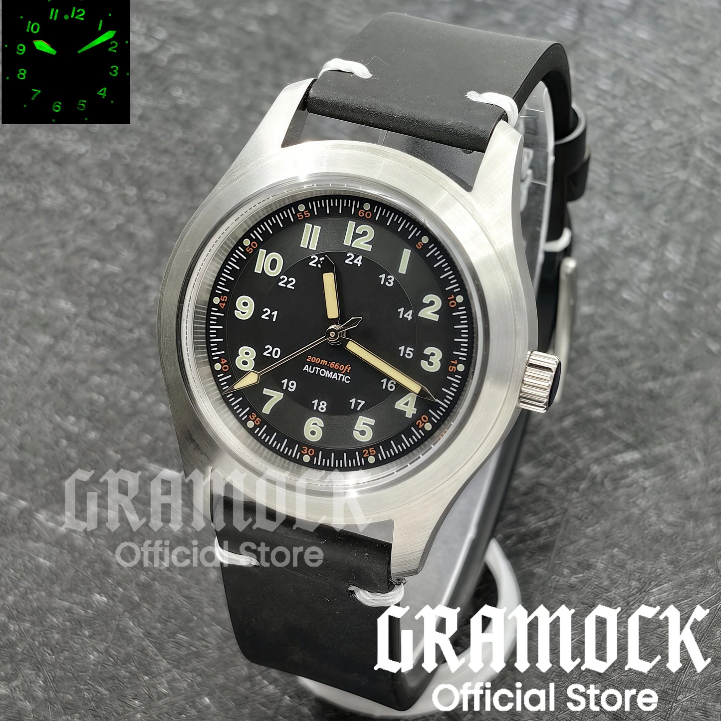 Gramock Classics Sterile 29mm Pilot Black Watch Dial Part for NH35/36 ETA PT5000 Miyota Mingzhu DG ST2130 Movement Part Hand Set