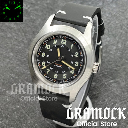 Gramock Classics Sterile 29mm Pilot Black Watch Dial Part for NH35/36 ETA PT5000 Miyota Mingzhu DG ST2130 Movement Part Hand Set