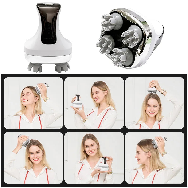 Electric Scalp Massager 4D Head Massage Multi Claw Antistress Relax Relieving Headache Scratcher Hair Growth for Adults Pets