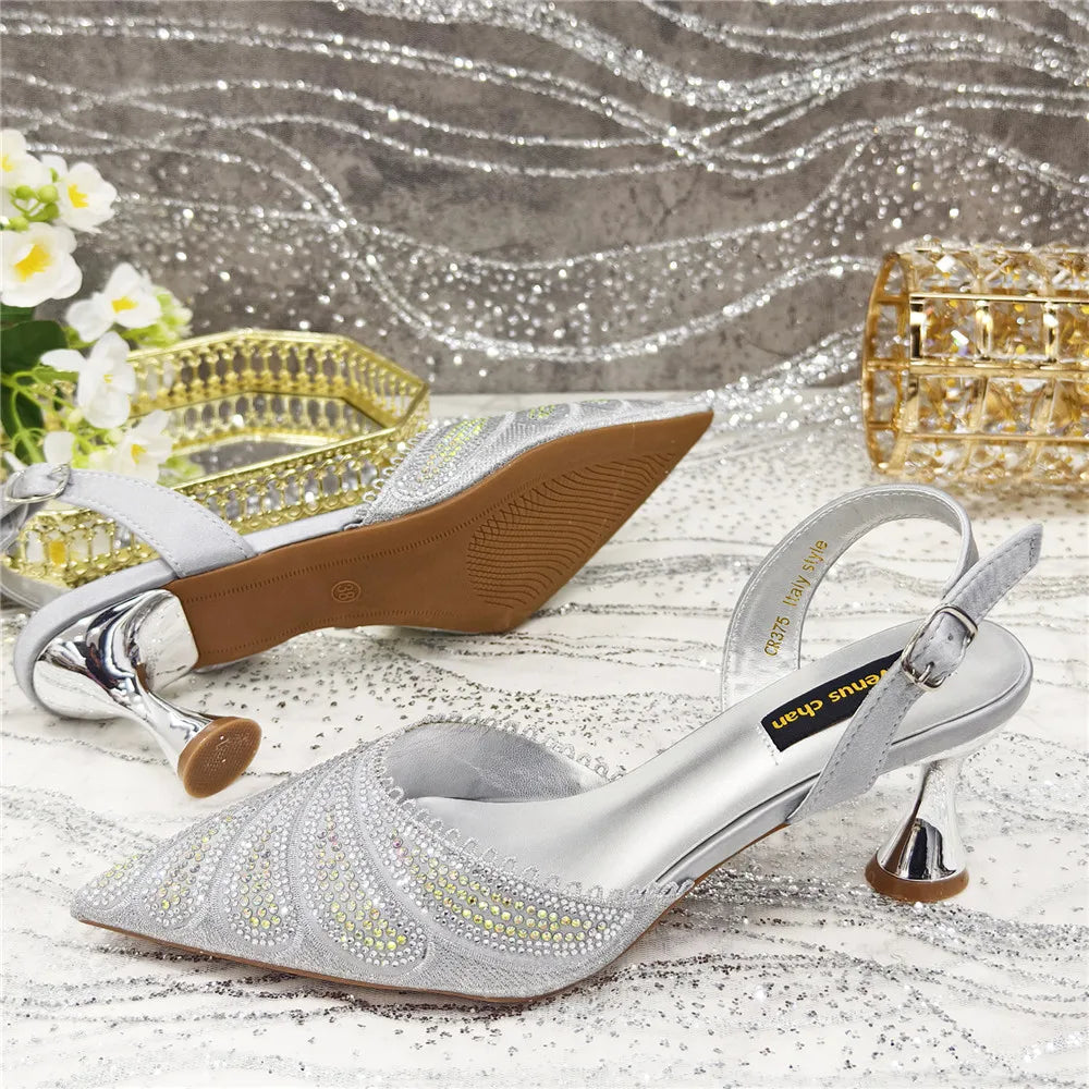 High Quality African Wedding Shoes Summer Sandals for Wedding 2025 Sexy Pumps Rhinestone Fashion Women Wedding Shoes