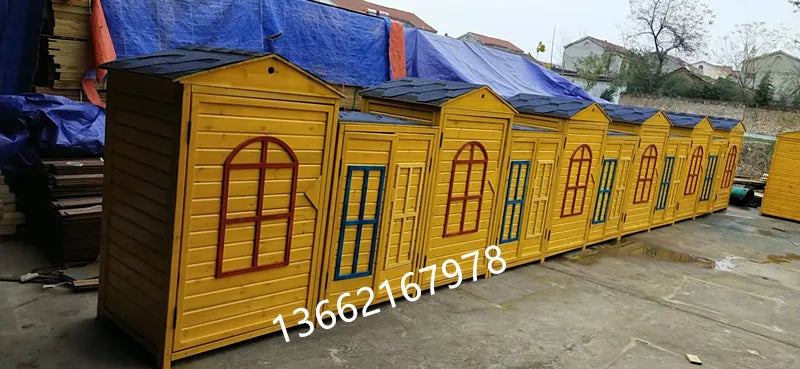 2TOE kindergarten outdoor preservative wood storage cabinet locker waterproof mildew-proof carbonized wood cabinet school wooden