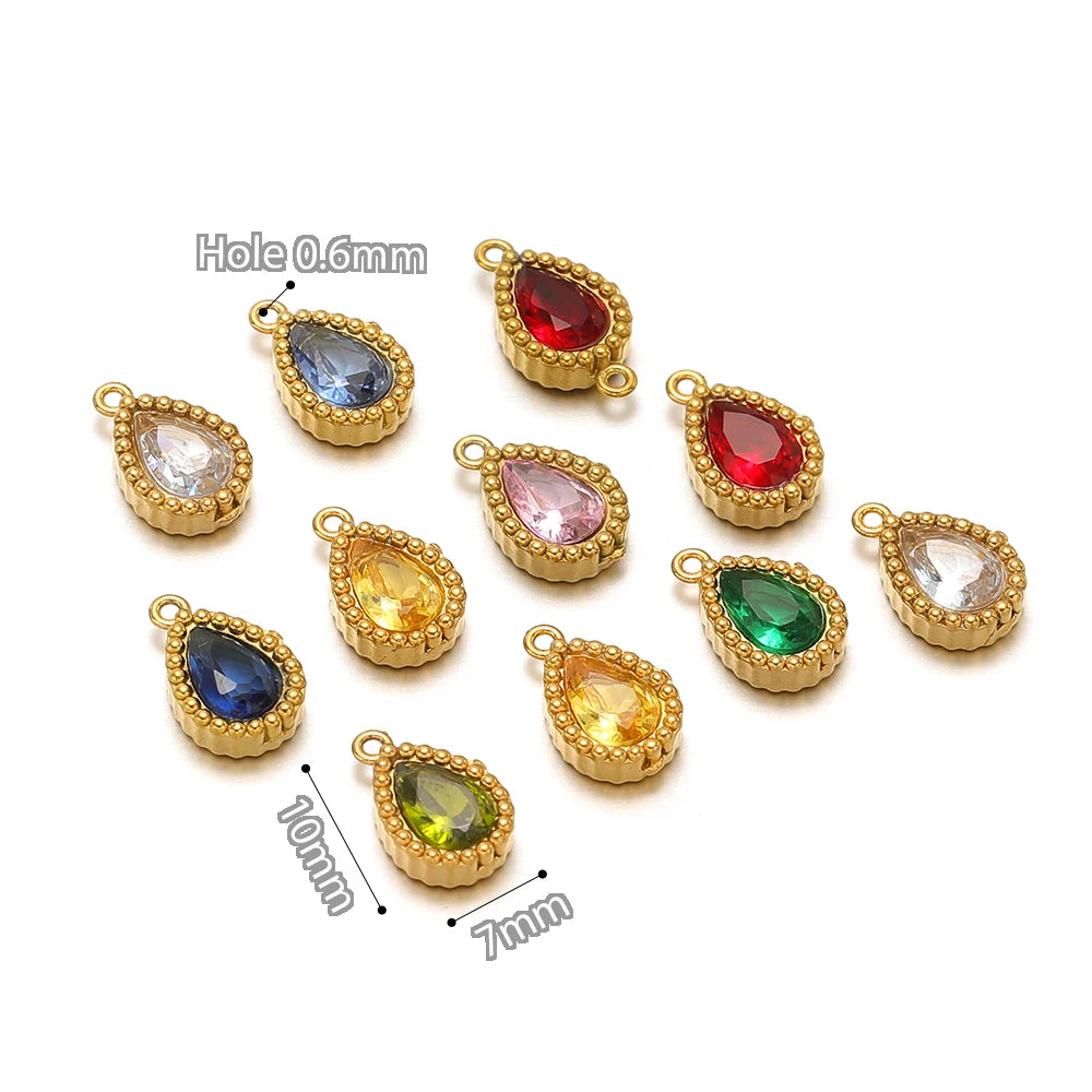 10pcs Stainless Steel Heart Square Zircon Connectors Charms for DIY Necklace Findings Jewelry Earrings Making Bracelets Supplies