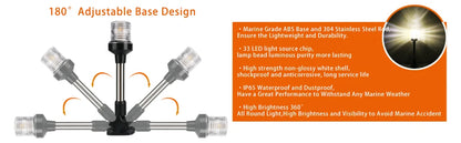 LED Fold Down Anchor Light, Sailing Signal Lamp for Marine, Boat Yacht Accessories, 12-24V