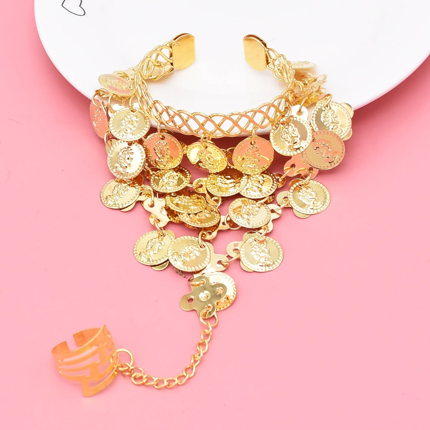 Indian Dance Accessories Necklace Headwear Earrings Bracelet Hair Band Jewelry Set Women's Party Jewelry Gifts