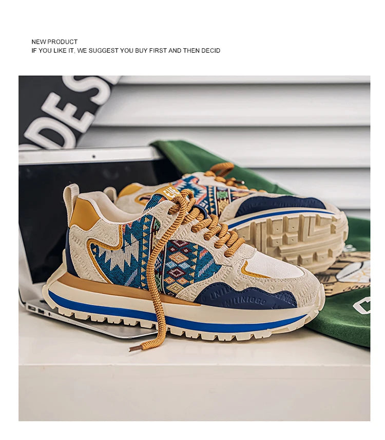 2025 Trend Print Mens Fashion Shoes Design Chunky Men Casual Sneaker Breathable Platform Sneakers Male Running Jogging Shoes