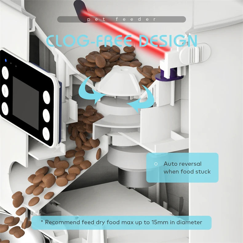 Tuya Automatic Pet Feeder 6L Capacity Food Quantitative Dispense Double Stainless Steel Bowl Record Time Feed Remote APP Control