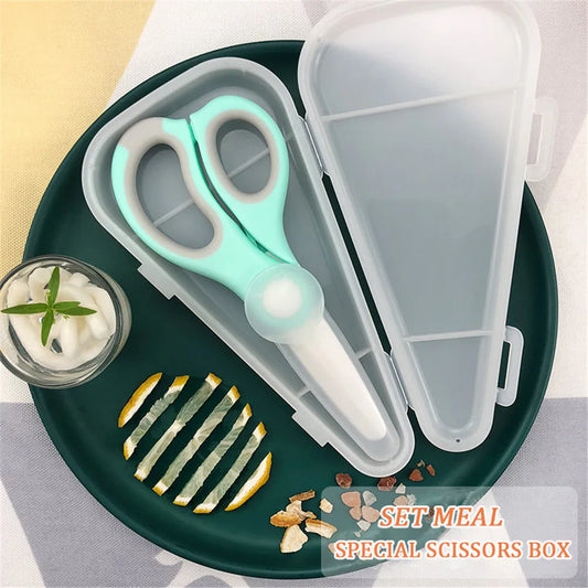 Ceramic Scissors Portable Baby Food Mills Infant Feeding Aid Scissors with Cutting Box Baby Supplies for Health Baby Tableware
